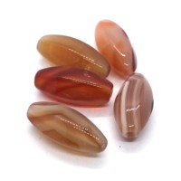 5 Perles olives taillées 20mm en cornaline