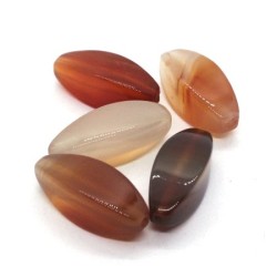 5 Perles olives taillées 20mm en cornaline