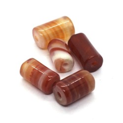 5 Perles tubes 12mm en cornaline