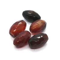 5 Perles olives à facettes 12mm en cornaline