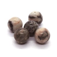 5 Perles rondes 10mm jaspe zèbre rose