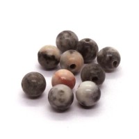 10 Perles rondes 6mm jaspe zebre rose