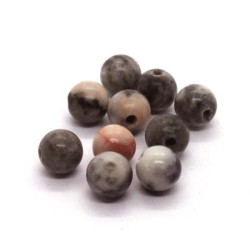 10 Perles rondes 6mm jaspe zebre rose