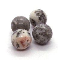 2 Perles rondes 14mm jaspe zèbre rose