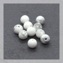 10 Perles rondes 4mm howlite blanche