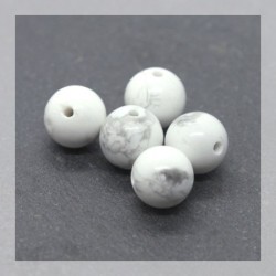 5 Perles rondes 8mm howlite blanche