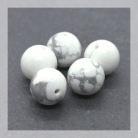 5 Perles rondes 10mm howlite blanche