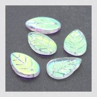Perles en verre feuilles 18mm cristal AB irisé x10