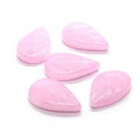 Perles en verre feuilles 18mm rose semi opaque x10