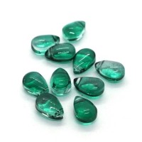 Perle goutte en verre 6x9mm vert jade x20