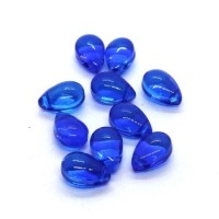 Perle goutte en verre 6x9mm bleu x20