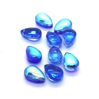 Perle goutte en verre 6x9mm bleu AB x20