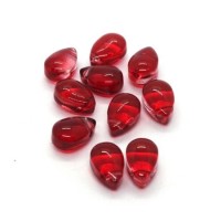 Perle goutte en verre 6x9mm rouge x20