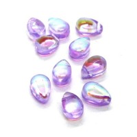Perle goutte en verre 6x9mm lilas AB x20