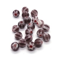 20 Perles rondes millefiori 6mm prune
