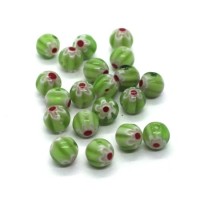 20 Perles rondes millefiori 6mm vert clair
