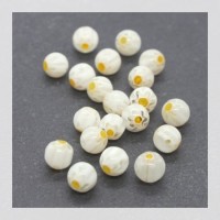 20 Perles rondes millefiori 6mm blanches