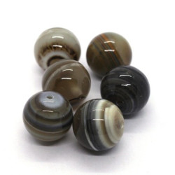 Perles rondes agate Botswana 14mm x3