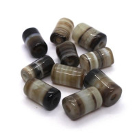 Perles tube cylindre en agate Botswana 8mm
