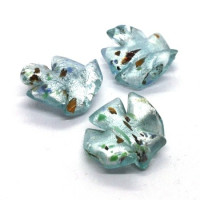 Perle entaillée feuille d’argent 20mm glacier