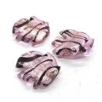 Perle entaillée feuille d’argent 20mm rose