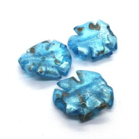 Perle entaillée feuille d’argent 21mm turquoise