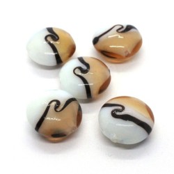 Perle galet verre lampwork 16mm pêche