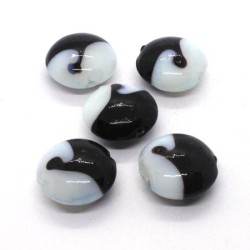 Perle galet verre lampwork 16mm noir