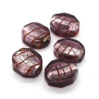 Perle feuille d’argent rectangle strié 14mm prune