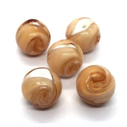 Perle ronde roulée en verre 14mm caramel