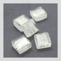 Perle carrée feuille d'argent 12mm blanc