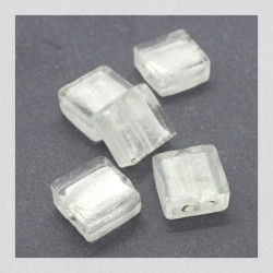 Perle carrée feuille d'argent 12mm blanc