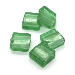 Perle carrée feuille d'argent 12mm vert d'eau