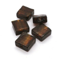 Perle carrée feuille d'argent 12mm topaze marron