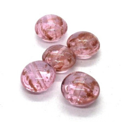 Perle galet en verre 12mm rose