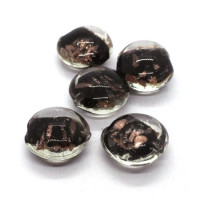 Perle galet en verre 15mm noir