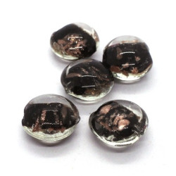 Perle galet en verre 15mm noir