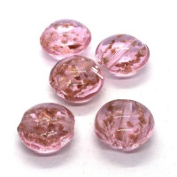Perle galet en verre 15mm rose