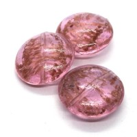 Perle galet en verre 26mm rose
