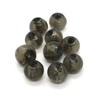 Perles en verre feuille d'argent 8mm gris x10