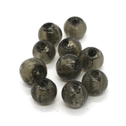 Perles en verre feuille d'argent 8mm gris x10