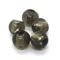 Perles en verre feuille d'argent 10mm gris x5