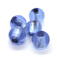 Perles en verre feuille d'argent 12mm bleu clair x5