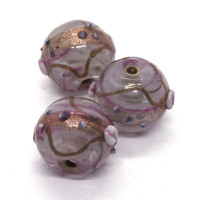 Perle verre lampwork ronde pailletée 16mm rose pâle