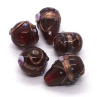 Assortiment 5 perles lampwork rouge
