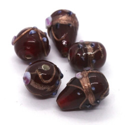 Assortiment 5 perles lampwork rouge