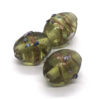 Perle verre lampwork olive 13mm kaki