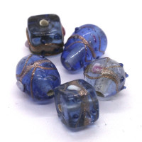 Assortiment 5 perles lampwork bleu