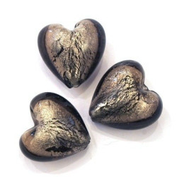 Perle coeur feuille d’argent 22mm gris