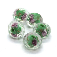 Perle lampwork à facettes en verre 12mm vert clair
